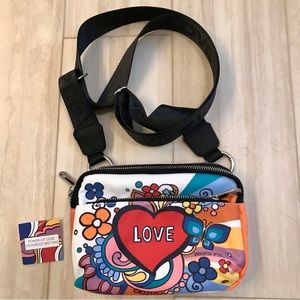 Brighton NWT Power of Love crossbody belt bag. Three exterior zipper pockets